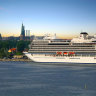 The cruise ship Viking Star docked at port in Copenhagen. 