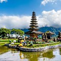 Pura Ulun Danu Bratan temple, with its multi-tiered shrine, and Lake Bratan, is famed Balinese landmark.