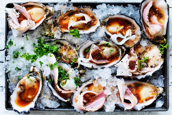 Cold Kilpatrick oysters.