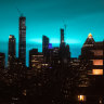 Night sky turns blue in New York as power station fire erupts