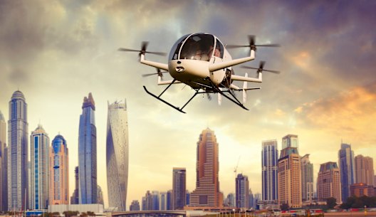 Drones transporting
people around cities
could be a reality in the
not-too-distant future.
