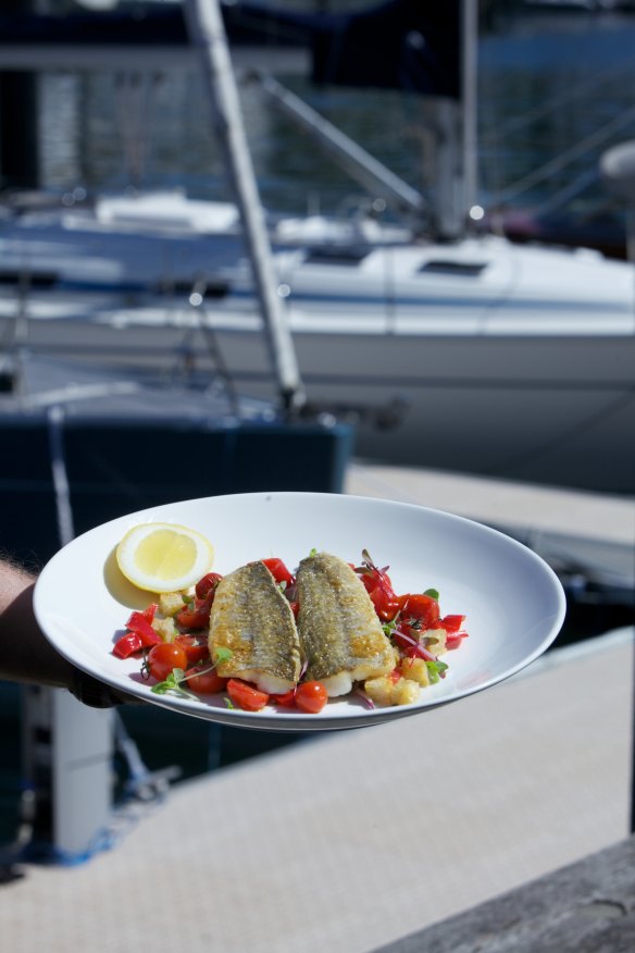 Grilled King George whiting with a panzanella salad. 