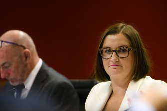 NSW Minister for Education Sarah Mitchell during budget estimates at Parliament House on Wednesday.