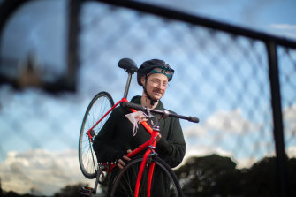 Cyclist Liam Vaughan, rider of the 'Tour de Reservoir'.