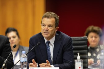 NSW Attorney-General and Minister for Prevention of Domestic Violence Mark Speakman during a budget estimates hearing.