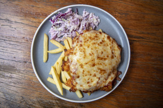 Can’t go wrong with a chicken parmy and a cold glass of beer.