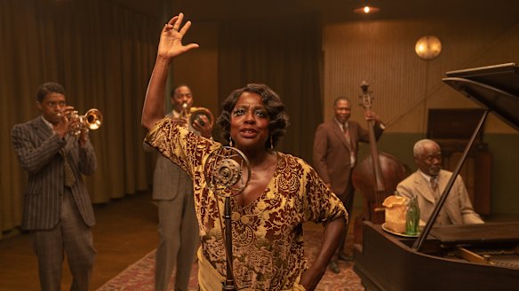 Chadwick Boseman (from left), Colman Domingo, Viola Davis, Michael Potts and Glynn Turman in Ma Rainey's Black Bottom.
