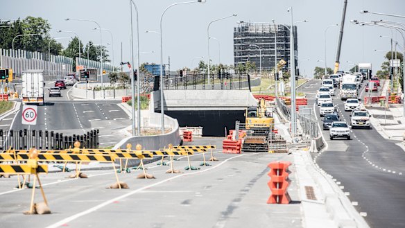 The entrance to the M4 East tunnels at Haberfield in Sydney's inner west.
