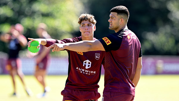David Fifita (right) was part of Walsh’s NRL judiciary defence on Tuesday night.