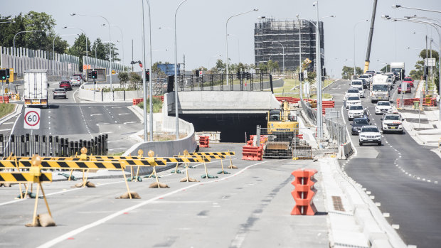 The entrance to the M4 East tunnels at Haberfield in Sydney's inner west.