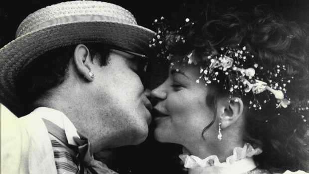 Elton John and Renate Blauel on their wedding day at Darling Point in 1984. 