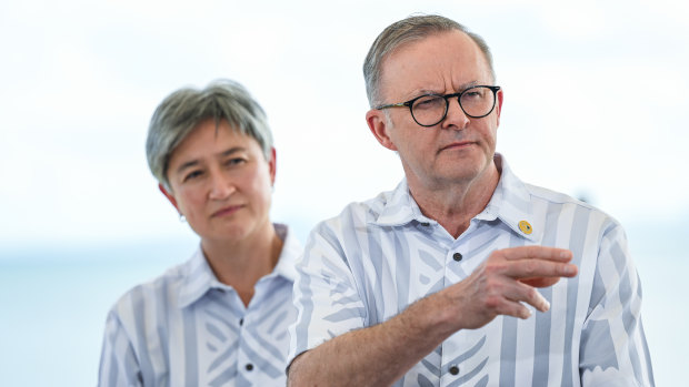 Foreign Minister Penny Wong and Prime Minister Anthony Albanese at the Pacific Islands Forum last year.