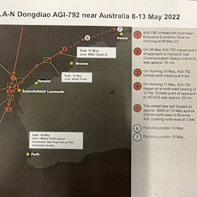 Following a Chinese warship  close to the Australian coast.