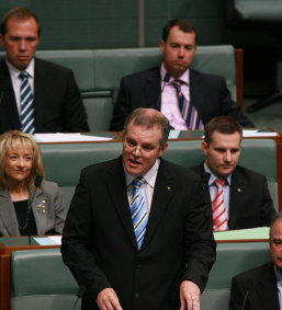 Scott Morrison making his maiden speech in Parliament on Valentine’s Day, 2008.