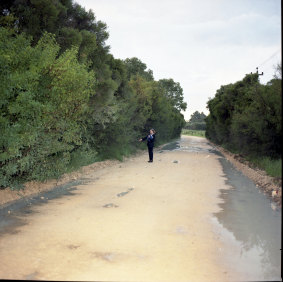 A photograph of Woolcoot Road, Wellard where Steven Daventhoran walked into shrub land and saw Jane's body. 