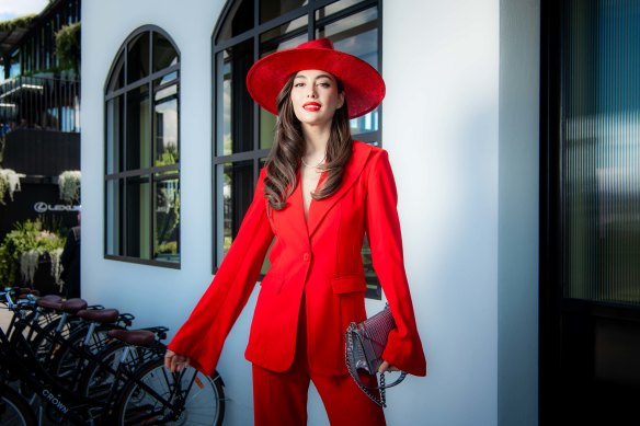 Lady in red … Francesca Hung.