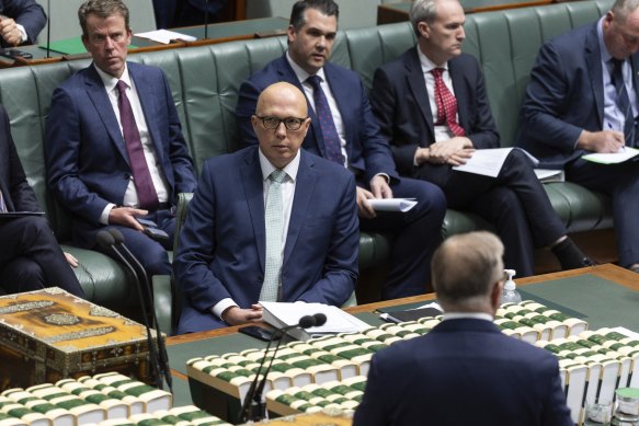 Opposition Leader Peter Dutton in question time. 
