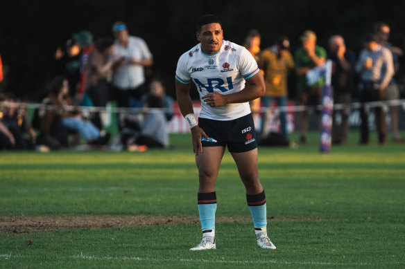 Waratahs centre Mosese Tuipulotu during the trials.