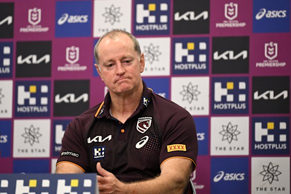 Michael Maguire’s usually calm countenance cracked after Brisbane’s latest Suncorp Stadium implosion.