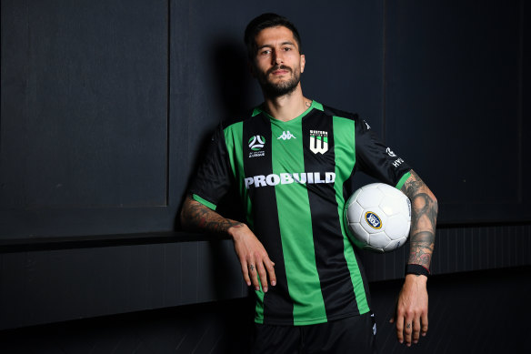 Panagiotis Kone in the green and black of Western United.