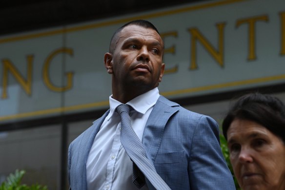 Wallabies player Kurtley Beale outside Downing Centre District Court during his sexual assault trial.