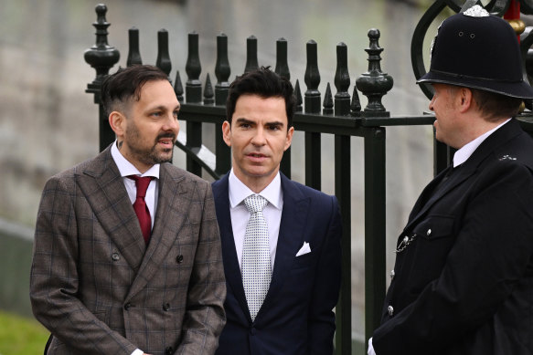Magician Dynamo and singer Kelly Jones arrive at Westminster Abbey.