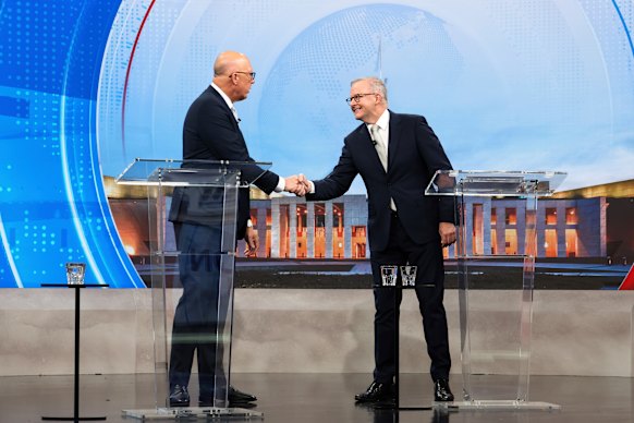 Shaking hands at the end of the exchange