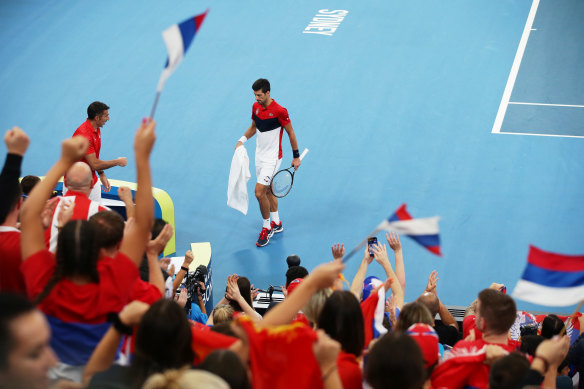 Djokovic has drawn big Serbian crowds to Ken Rosewall Arena.