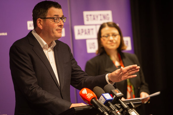 Premier Daniel Andrews and Health Minister Jenny Mikakos give an update on Sunday.