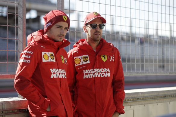 Ferrari teammates Charles Leclerc (left) and Sebastian Vettel clashed on the track last year.