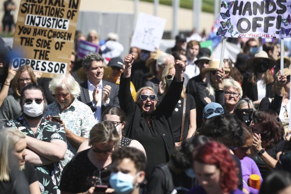 The protests mostly attracted women, many wearing black.