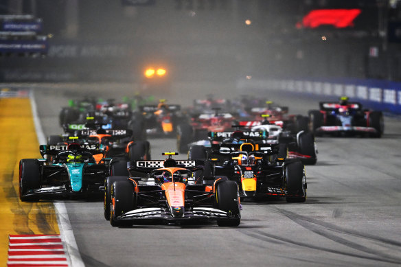 Lando Norris was never threatened after easing away from the front of the grid at the race start in Singapore.