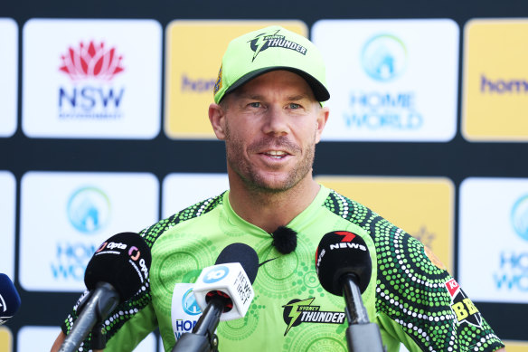 David Warner speaks to the media ahead of his Sydney Thunder return.