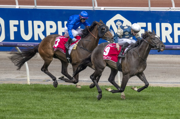 Hitotsu races away with the Victoria Derby.