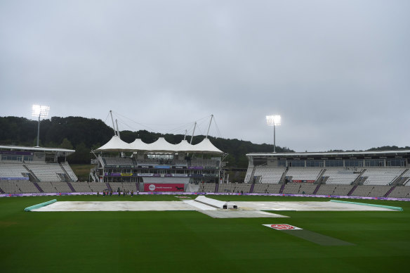 The floodlights were on in Southampton but so were the covers on day three of the second Test.