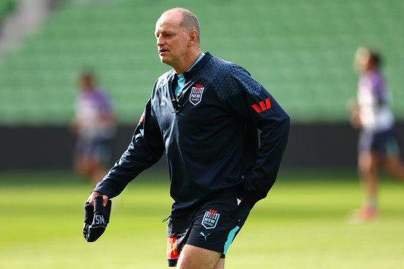 Michael Maguire at a training session at AAMI Park on Monday .