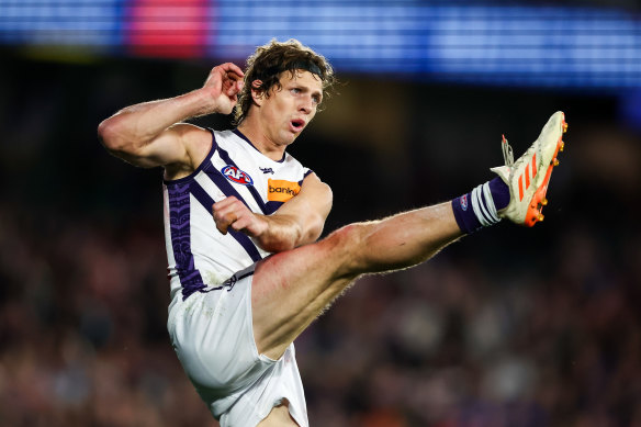 Fremantle champion Nat Fyfe was subbed out.