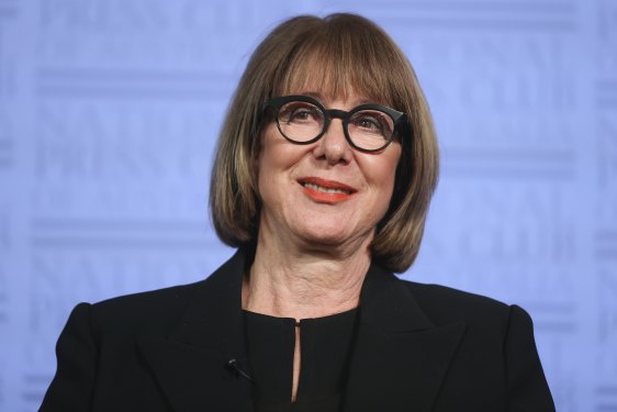 Professor Mary-Louise McLaws, epidemiologist with UNSW, during an address to the National Press Club of Australia in Canberra, 2021.