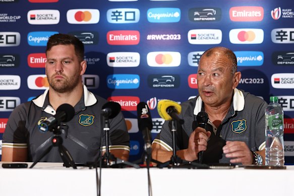 David Porecki watches on as Eddie Jones holds court at the World Cup.