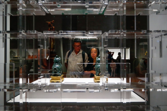 Visitors at the Palace Museum in Hong Kong. 