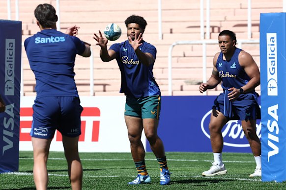 The Wallabies enjoying warmer temperatures earlier in the week in Mendoza.