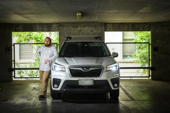 Bradley Dosser has rented a permanent parking spot for use when he commutes from his home in Caroline Springs to the CBD.