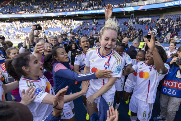 Ellie Carpenter celebrating her birthday and the Champions League semi-final victory over PSG in April.