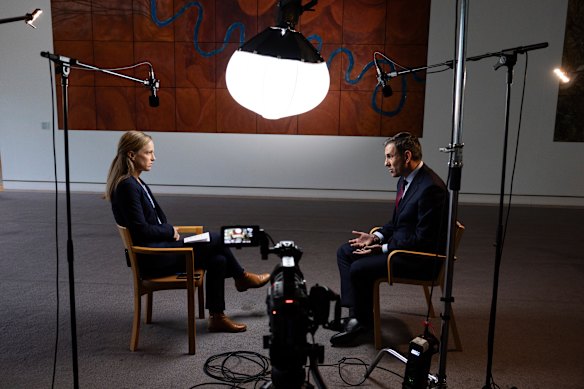 The ABC’s Melissa Clarke, a potential 7.30 candidate, interviews Treasurer Jim Chalmers.