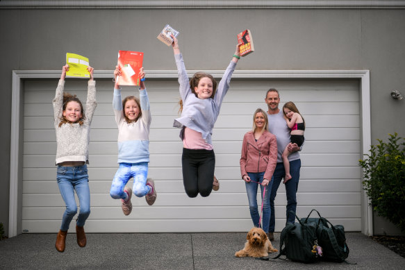 Michaela Fox and her husband Mark Hickson with their four daughters (from left) Jasmine, Holly, Amber and India.