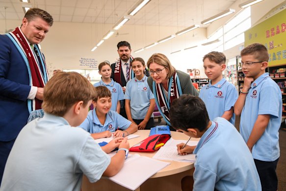 Education Minister Ben Carroll (left) and Premier Jacinta Allan on a school visit in November.