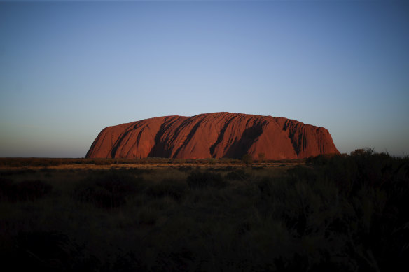 Sunset at Uluru on Saturday after its permanent closure to climbers.