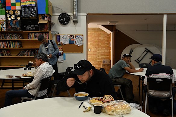 Parramatta Mission visitors during the breakfast service at the charity premises in Parramatta.
