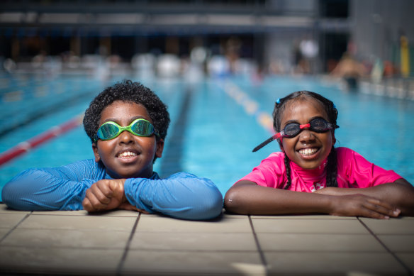 Rudwan Yey and
Sihaam Deeq from Debney meadows Primary School swimming at the Carlton Baths in December. 