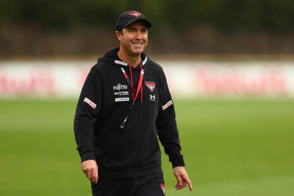 Essendon coach Brad Scott at training on Saturday.